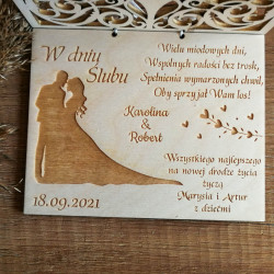 Drewniana kartka ślubna - ażurowa