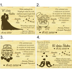 Drewniana kartka ślubna - ażurowa