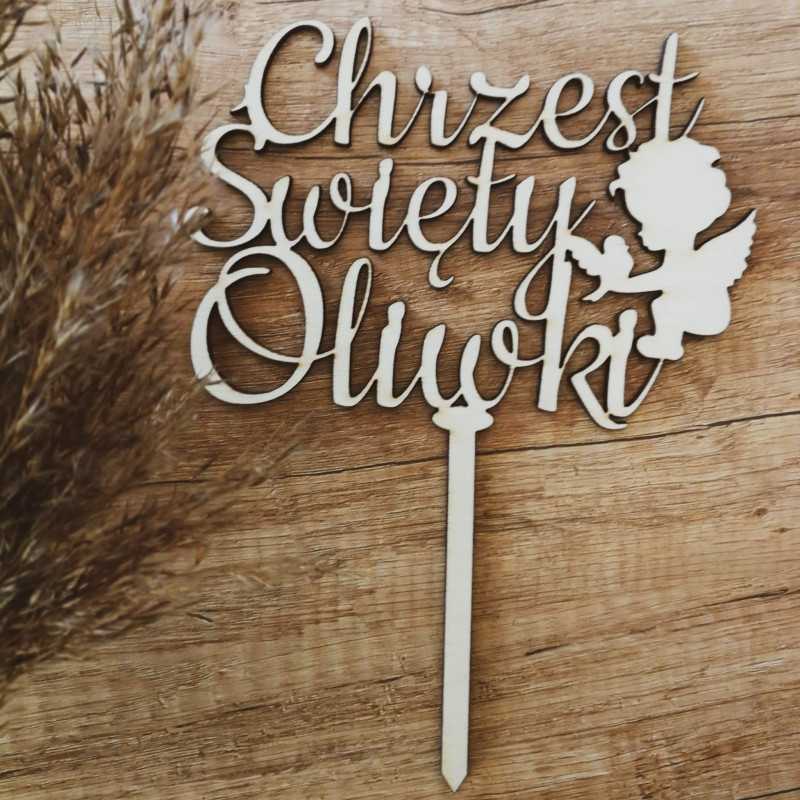Topper na tort - Chrzest Święty z aniołkiem