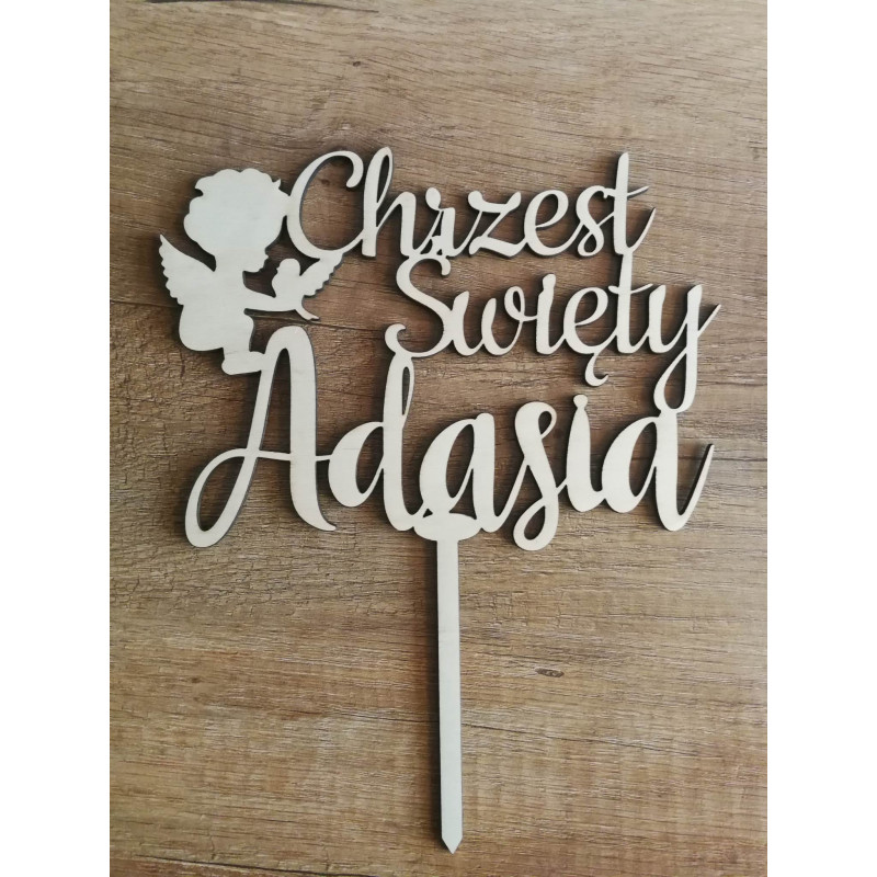 Topper na tort – Chrzest Święty z aniołkiem
