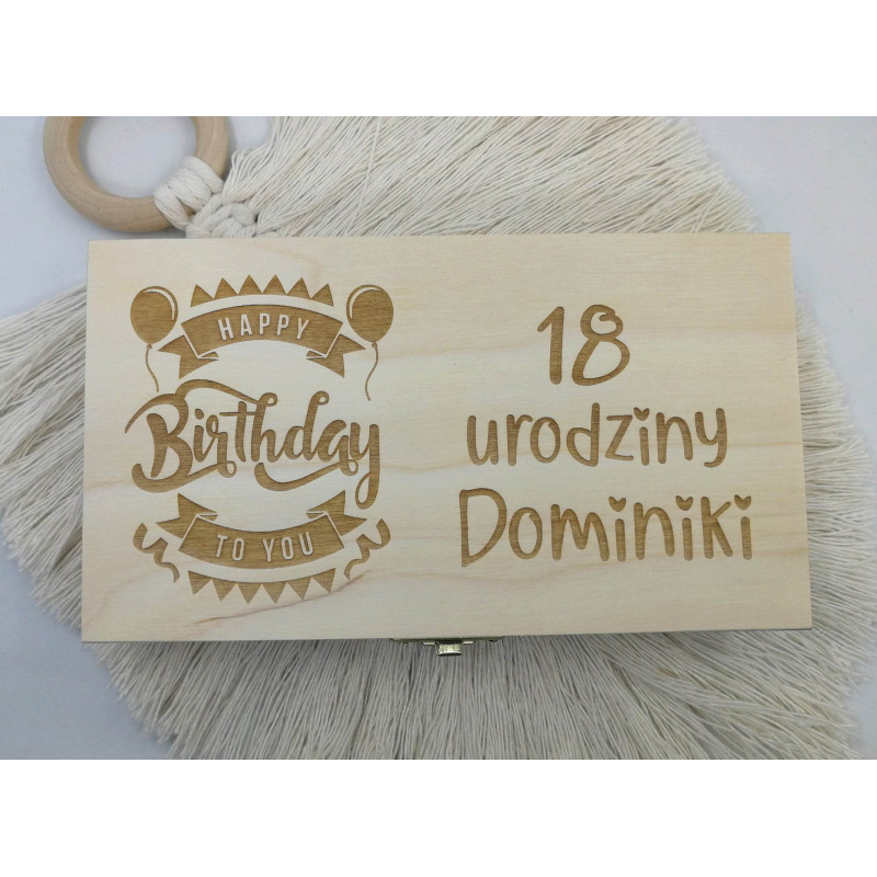 Pudełko na pieniądze urodzinowe + życzenia