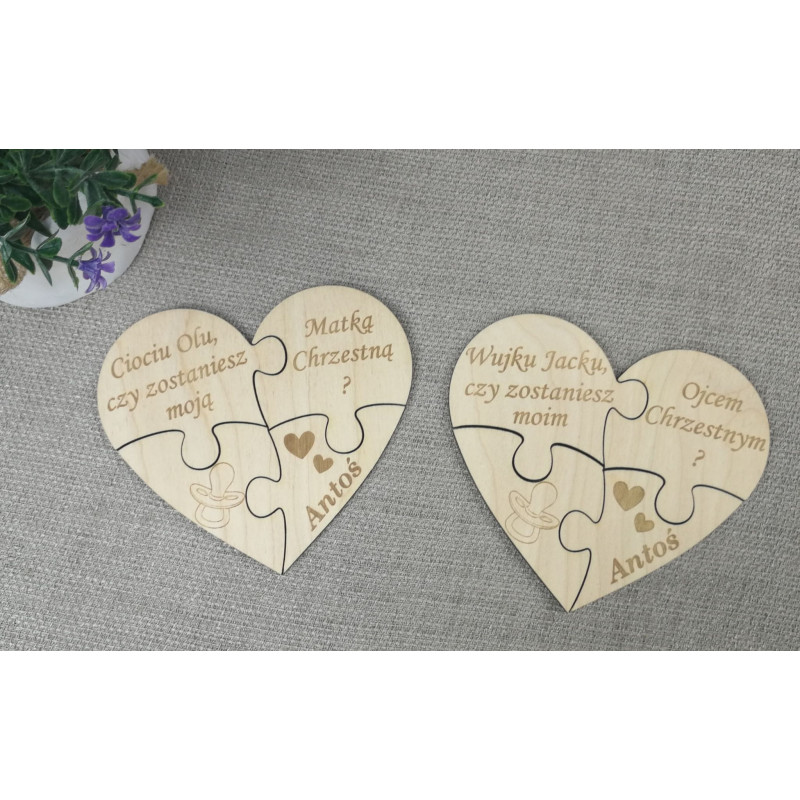 Zapytanie prośba o zostanie rodzicem chrzestnym - puzzle - magnes