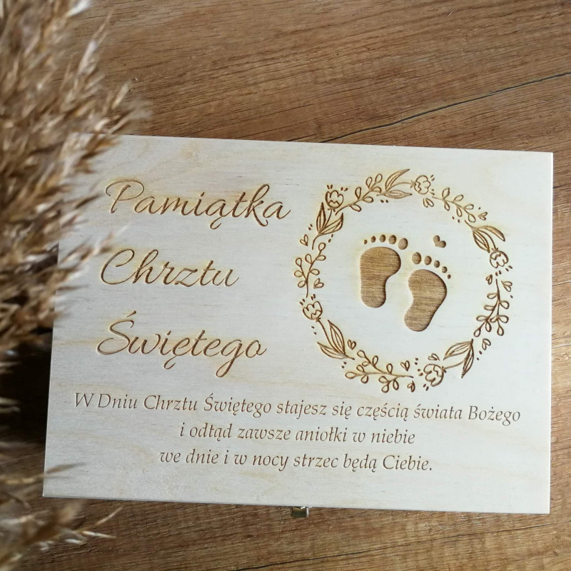 Pudełko - Pamiątka Chrztu Świętego z życzeniami
