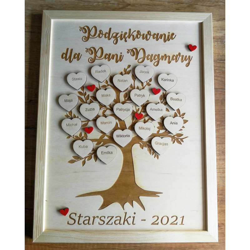 Podziękowanie / upominek dla nauczyciela - obraz z drzewkiem