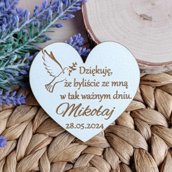 Podziękowanie dla gości magnes Pierwsza Komunia Święta białe