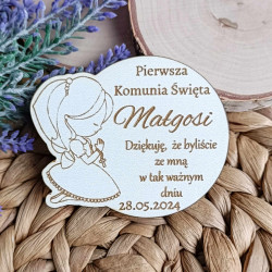 Podziękowanie dla gości magnes Pierwsza Komunia Święta białe