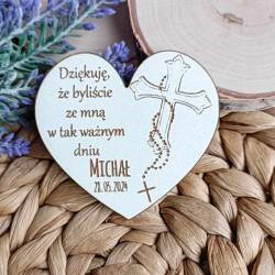 Podziękowanie dla gości magnes Pierwsza Komunia Święta białe
