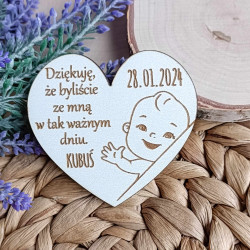 Podziękowanie dla gości magnes Chrzest Święty białe