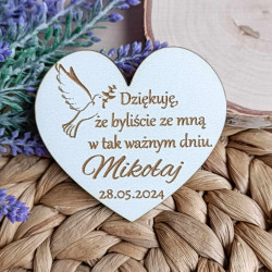 Podziękowanie dla gości magnes Chrzest Święty białe