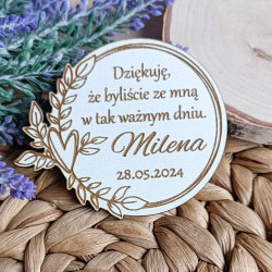 Podziękowanie dla gości magnes Chrzest Święty białe