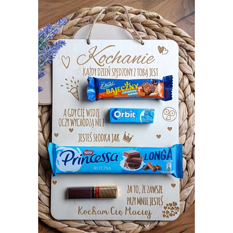 Tabliczka na słodkości "KOCHANIE" dla niej