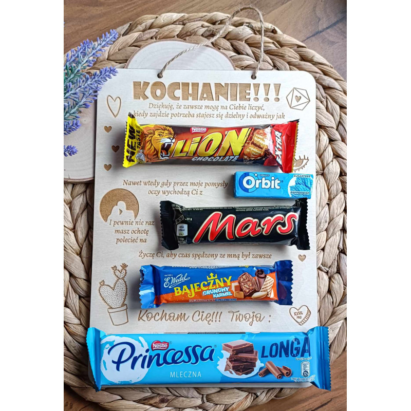 Tabliczka na słodkości "KOCHANIE"
