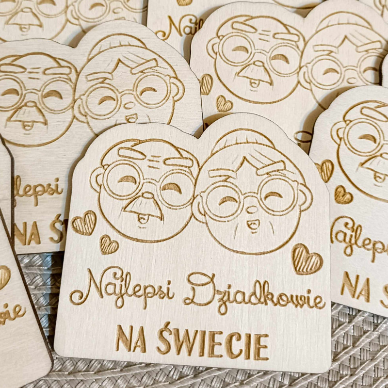 Drewniany magnes dla Babci i Dziadka