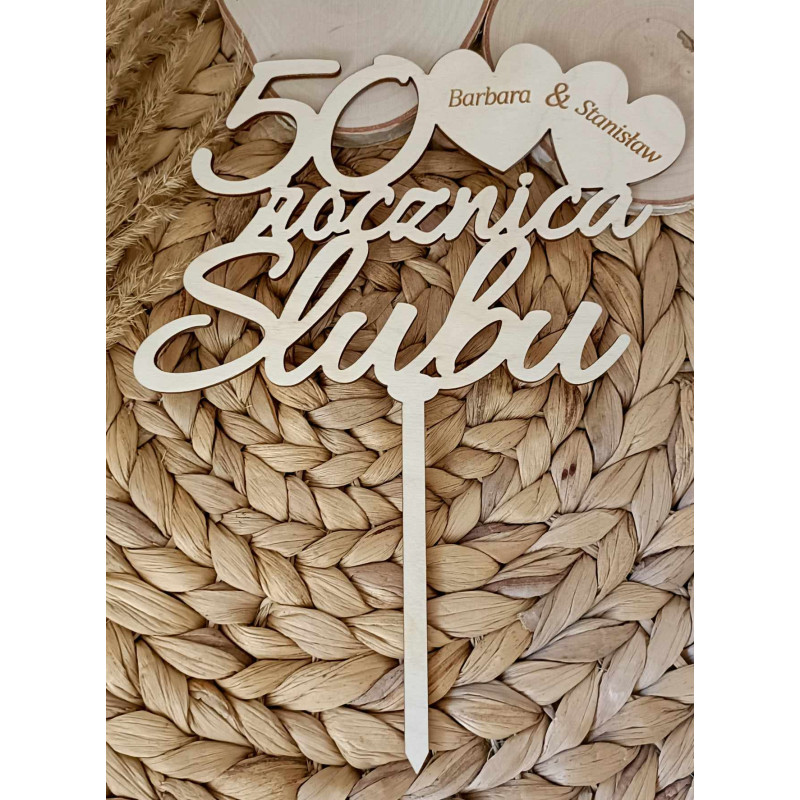 Topper na tort - 50 rocznica ślubu + imiona