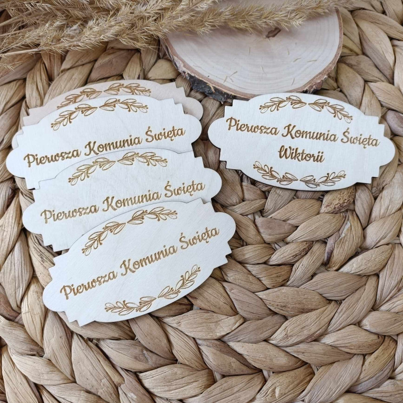 Drewniana tabliczka "Pierwsza Komunia Święta..."