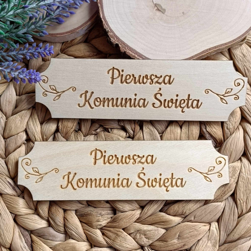 Drewniana tabliczka "Pierwsza Komunia Święta"