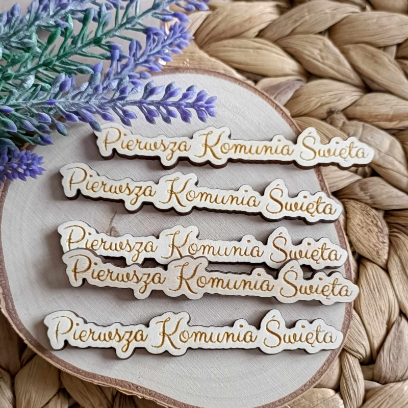 Drewniana tabliczka Pierwsza Komunia Święta- scrapki do makramy - ramki / aniołki