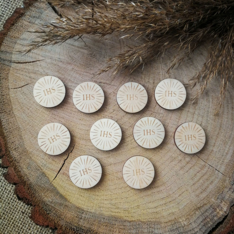 Drewniane dekory "IHS" zestaw 10sztuk