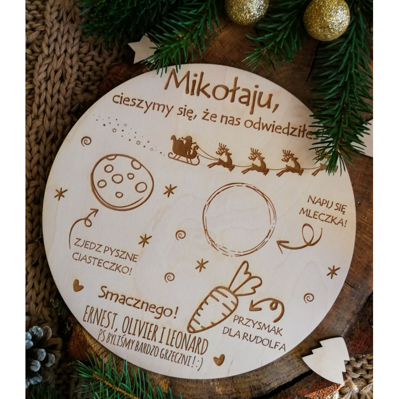 Drewniany talerzyk dla Mikołaja