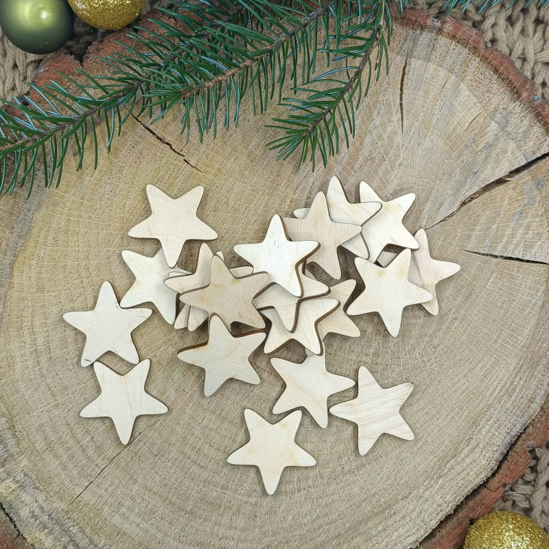 Drewniane gwiazdki - scrapki 3cm - 20sztuk