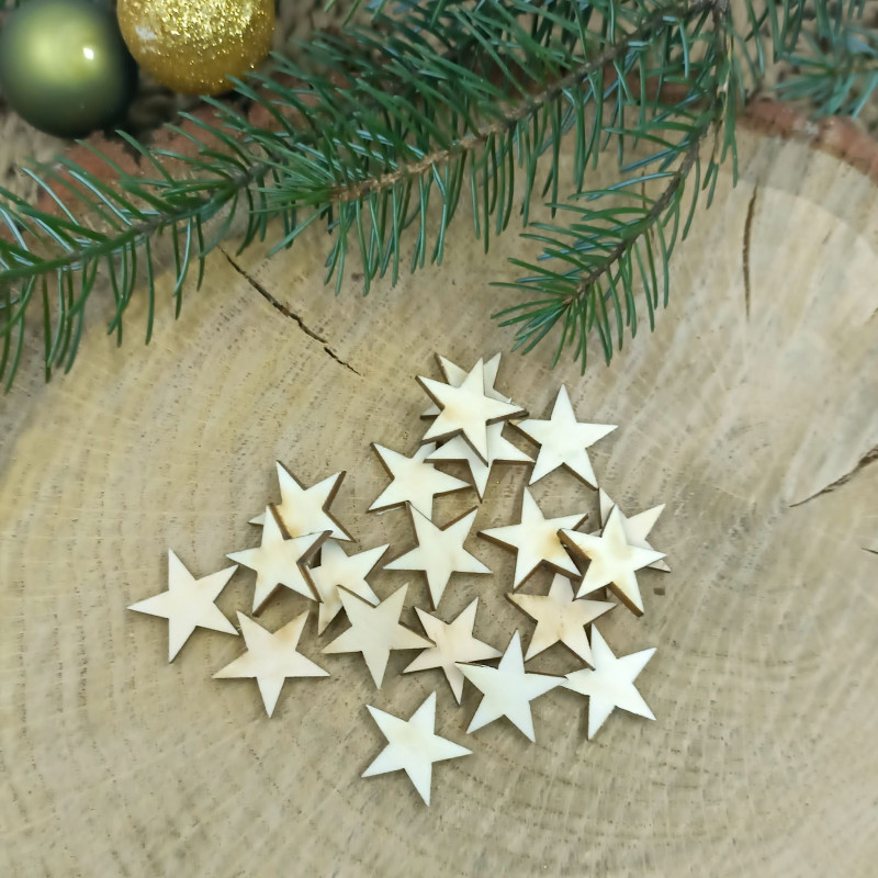 Drewniane gwiazdki - scrapki 2cm - 20sztuk