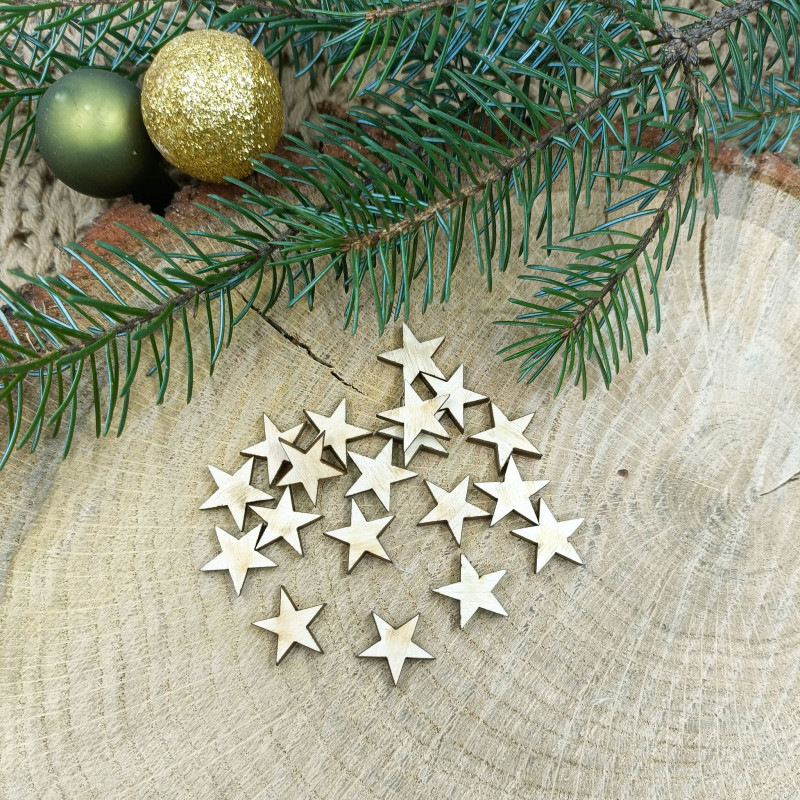 Drewniane gwiazdki - scrapki 1,5cm - 20sztuk