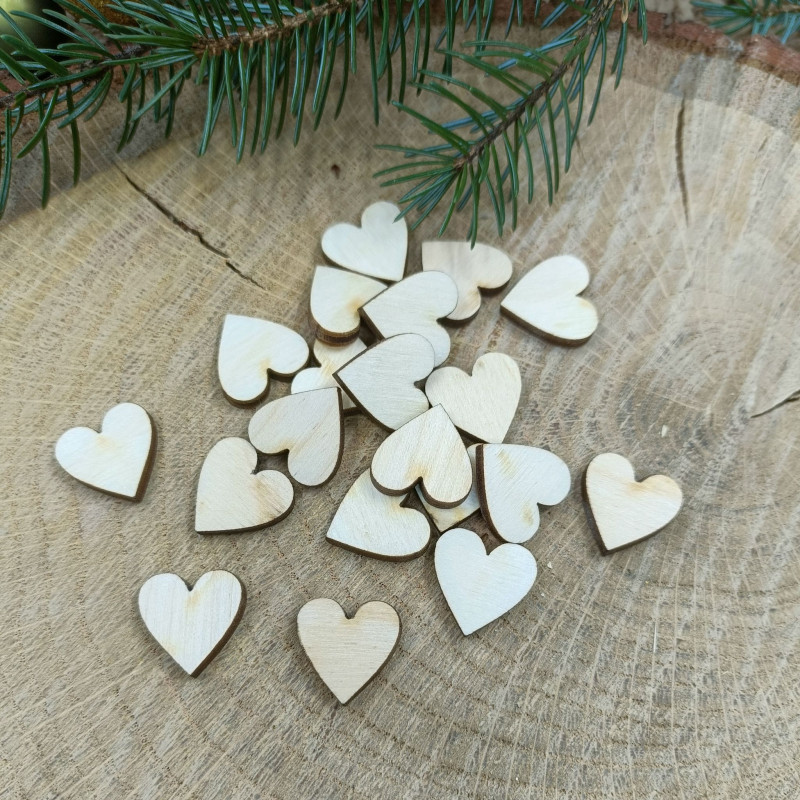 Drewniane scrapki - serduszko -1,5cm - 20sztuk