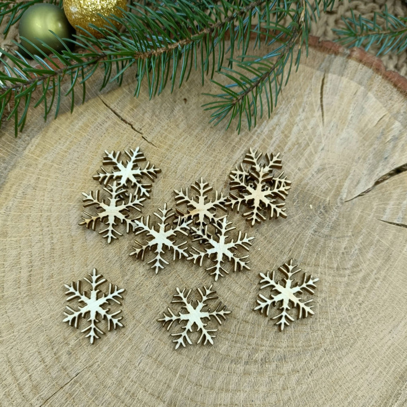 copy of Drewniane scrapki - śnieżynki -2,5cm - 10sztuk