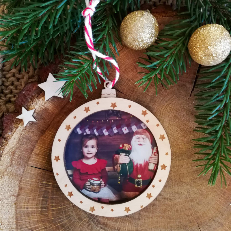 Drewniana bombka z Twoim zdjęciem