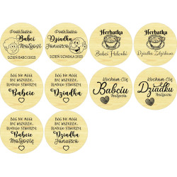 Podkładka pod kubek / filiżankę - plaster drewna dla Babci i Dziadka
